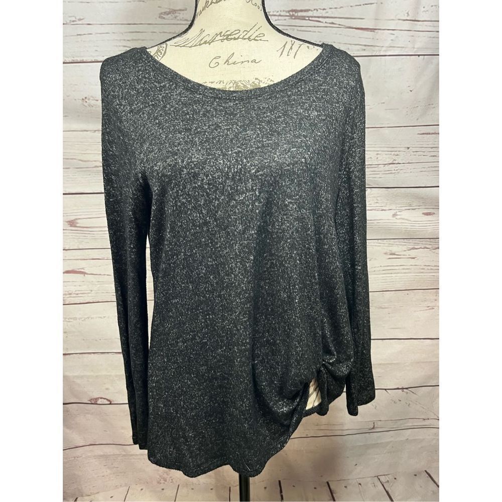 GREEN ENVELOPE LOS ANGELES Womens Knit Twist Hem Long Sleeve Shirt Size M